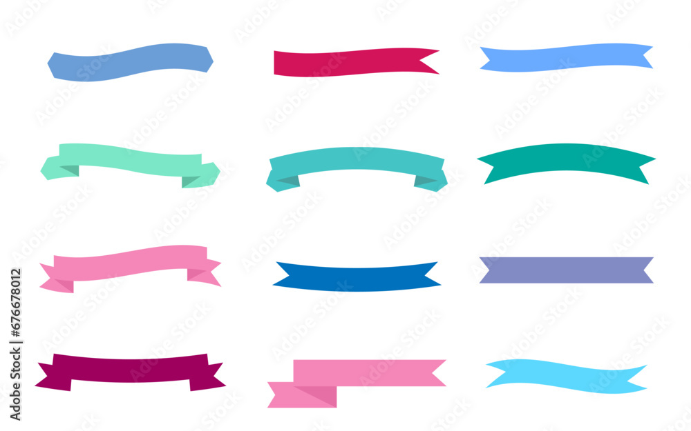 ribbons set in different styles and different colors
