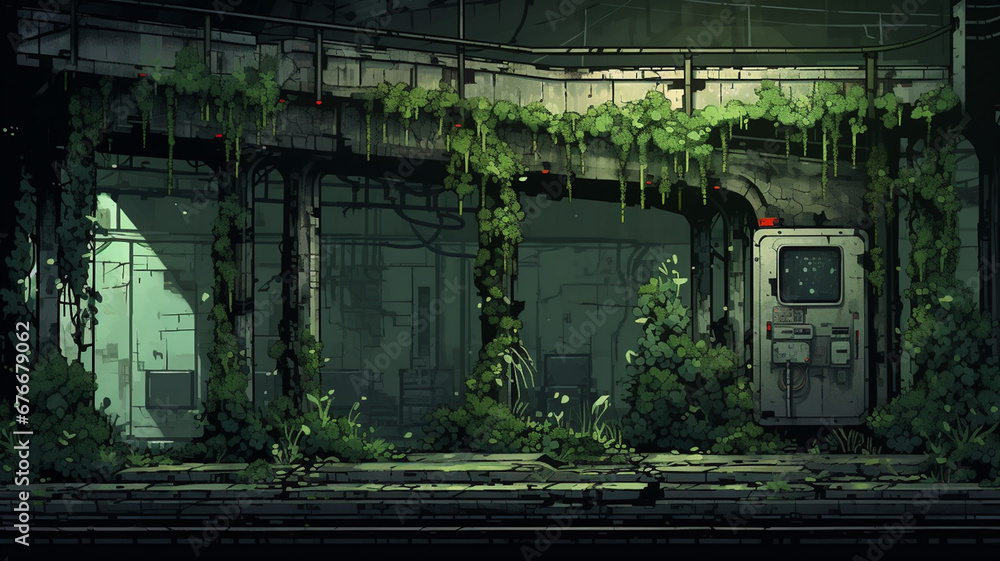 Fantastic Pixel Art Adventure An Abandoned Cyberpunk Subway Station