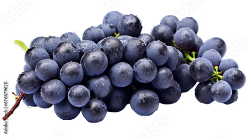 Bunch of blue grapes dry isolated on transparent background, Generative ai