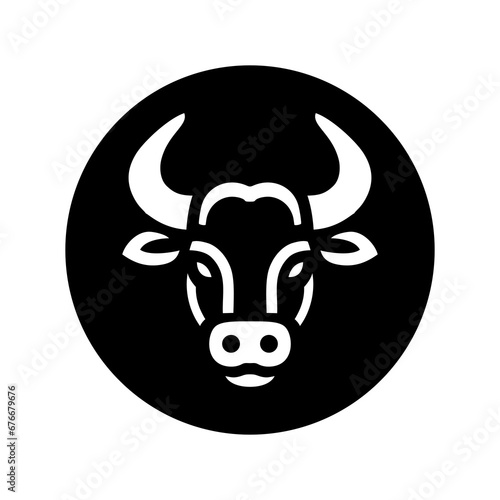 Bull head icon silhouette symbol. Buffalo cow ox isolated on white background. Bull head logo which means strength, courage and toughness. Vector illustration