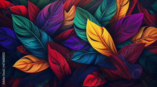 Beautiful colorful leaf background. Tropical leaves