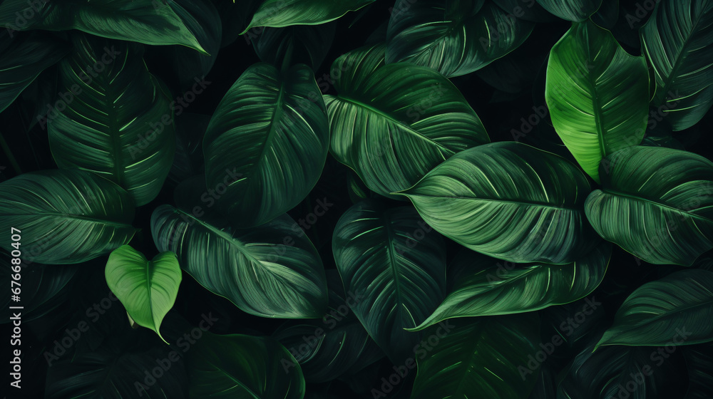 Beautiful green leaf plant background. Tropical leaves