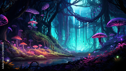 Amazing Pixel Art Landscape A Pixel Art Enchanted Forest with Magical Atmosphere © BornHappy