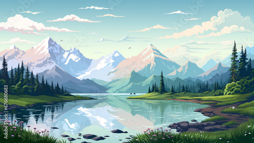 Pixel Art Landscape A Pixel Art Mountain Vista