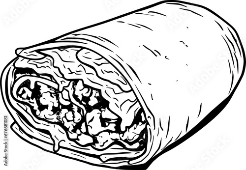 outline illustration of burritos for coloring page