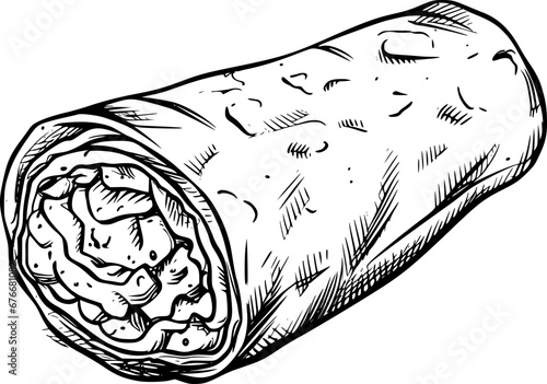 outline illustration of burritos for coloring page