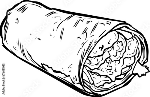 outline illustration of burritos for coloring page