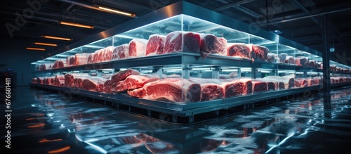 Cold storage, warehouse for storing meat products, fish, Freezing warehouse photo