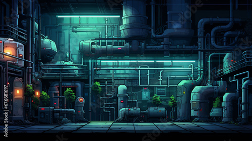 Fantastic Pixel Art Scene A Secretive Cyberpunk Laboratory