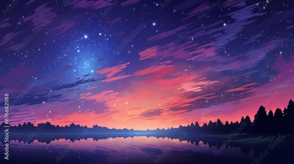 Perfect Pixel Art Star Sky at Evening