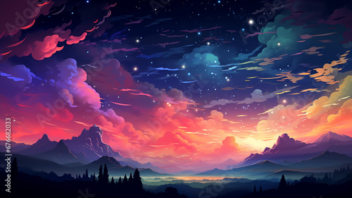 Perfect Pixel Art Star Sky at Dawn Time