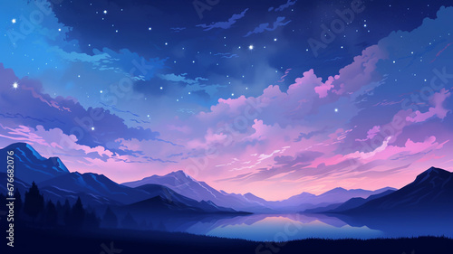 Beautiful Pixel Art Star Sky at Evening
