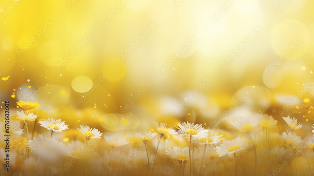 Fantastic Summer or Spring Abstract Blurry Bright Yellow Background