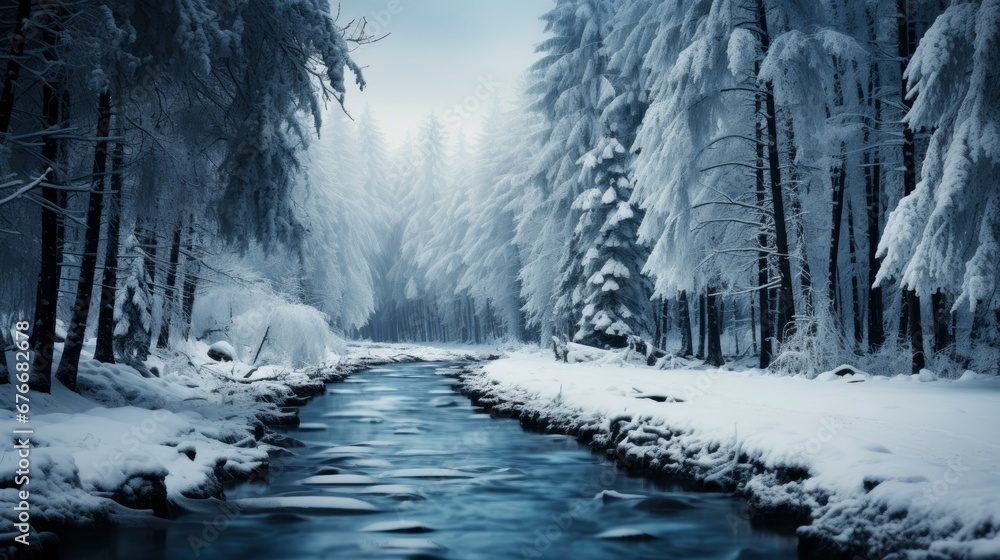 Cold Winter Morning Forest Beautiful Scene, Desktop Wallpaper Backgrounds, Background HD For Designer