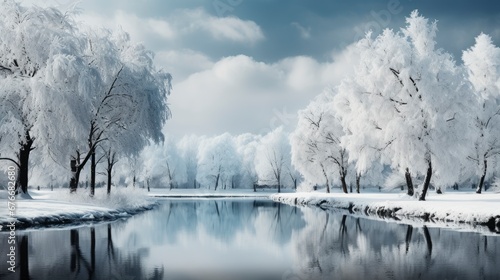 Cold Winter Morning Forest Beautiful Scene, Desktop Wallpaper Backgrounds, Background HD For Designer © PicTCoral
