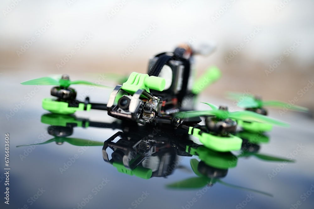 Racing drone. Fpv high-speed racing drone. Hobby concept Racing drone. Fpv high-speed racing drone. Hobby concept