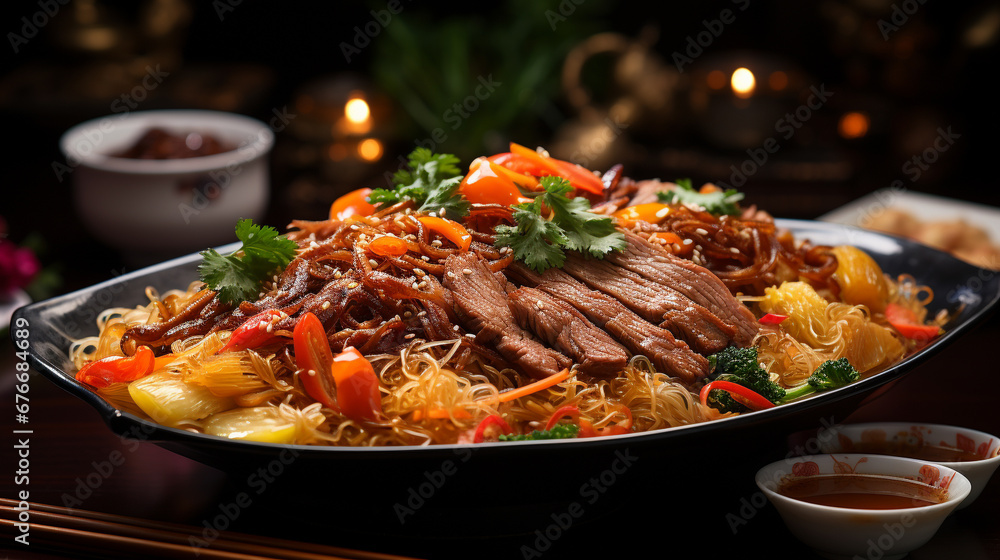 lamb chops with vegetables HD 8K wallpaper Stock Photographic Image 
