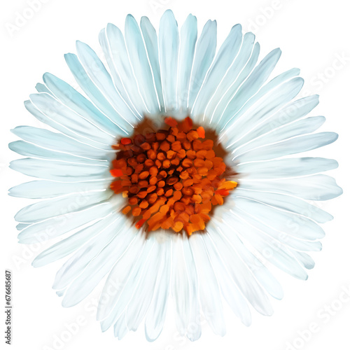 Hand drawing daisy, white color, isolated