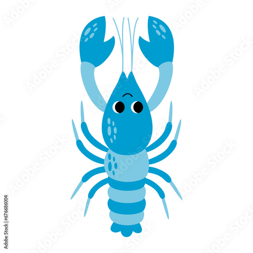 Vector illustration of cute cartoon yabby isolated on white background.