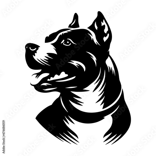 American Pitbull Terrier dog breed pet. Pit Bull silhouette sketch isolated on a white background. Vector illustration
