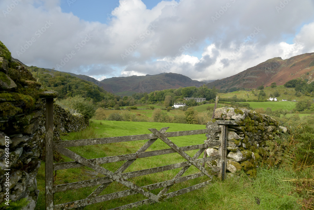 Wooden gate in the valley of Little Langdale in the Lake District Wooden gate in the valley of Little Langdale in the Lake District