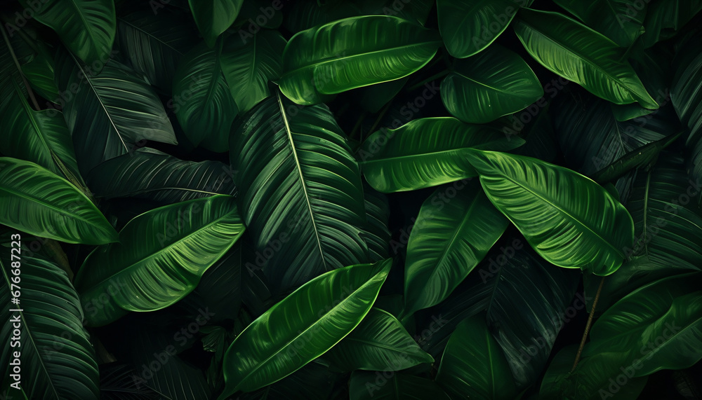 closeup nature view of green leaf and palms background. abstract green leaf texture, nature dark tone background, tropical leaf. closeup nature view of green leaf and palms background. abstract green leaf texture, nature dark tone background, tropical leaf.