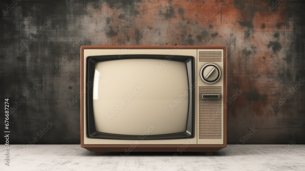 Vintage tv set retro television with empty screen