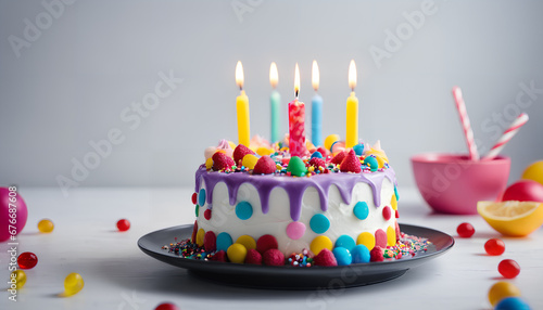 Birthday pound cake adorned with colorful sprinkles. A festive and delightful dessert perfect for adding joy to any celebration  Generative AI.