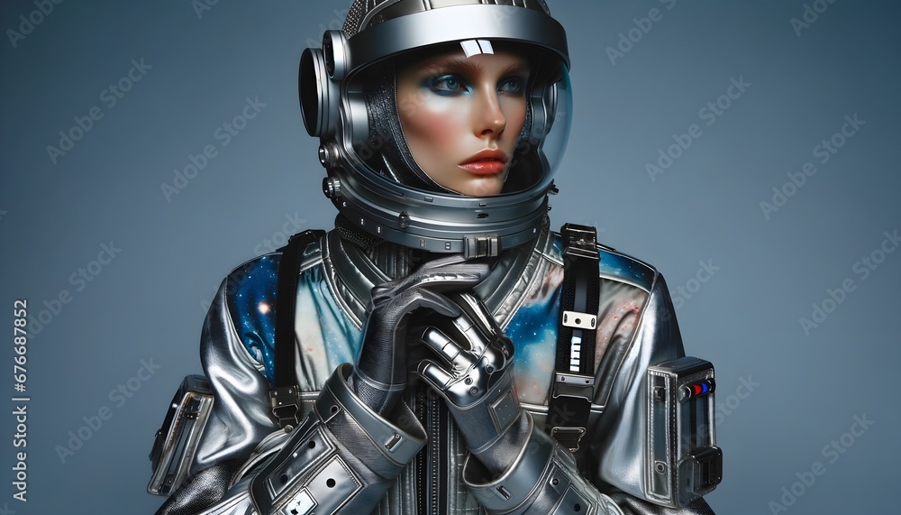 Futurist woman wearing spacesuit Futurist woman wearing spacesuit
