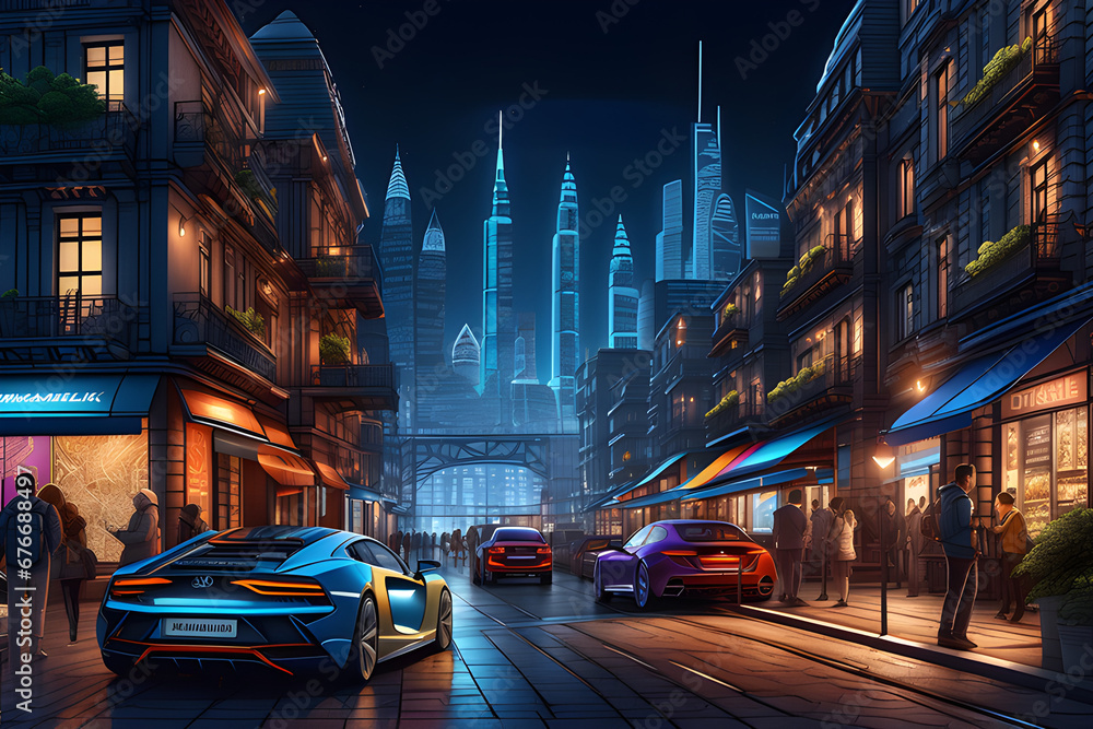 street in the night. Generative AI