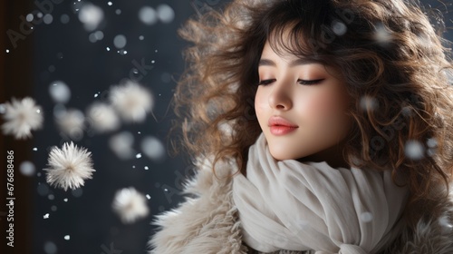 Woman Blowing Tissue Cold Winter Snowy, Desktop Wallpaper Backgrounds, Background HD For Designer