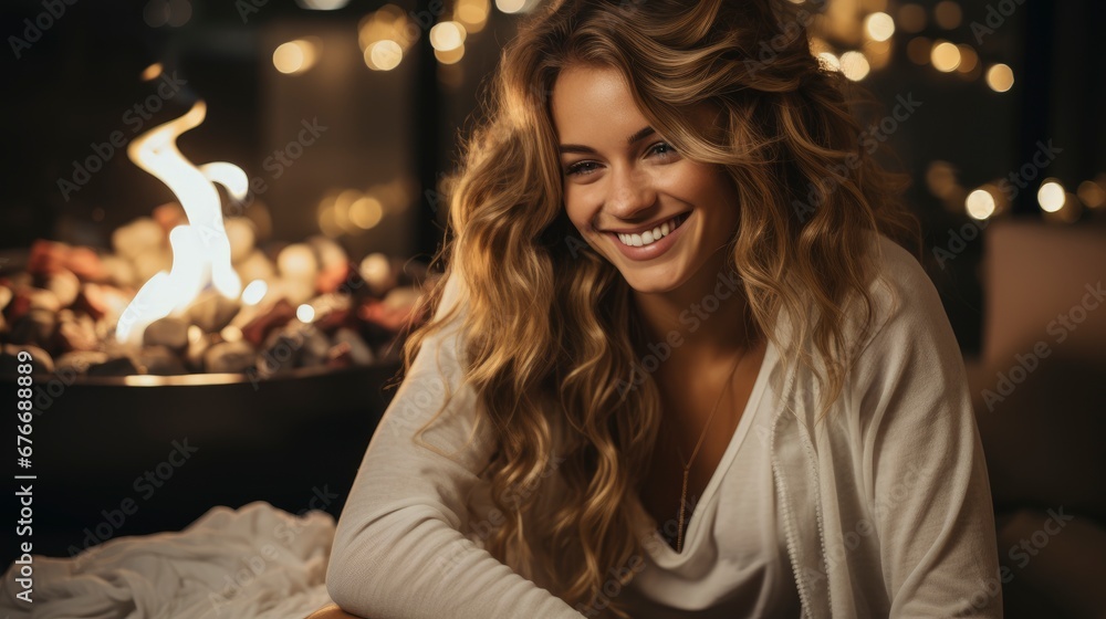 Young Woman Sitting Home By Fireplace, Desktop Wallpaper Backgrounds, Background HD For Designer Young Woman Sitting Home By Fireplace, Desktop Wallpaper Backgrounds, Background HD For Designer