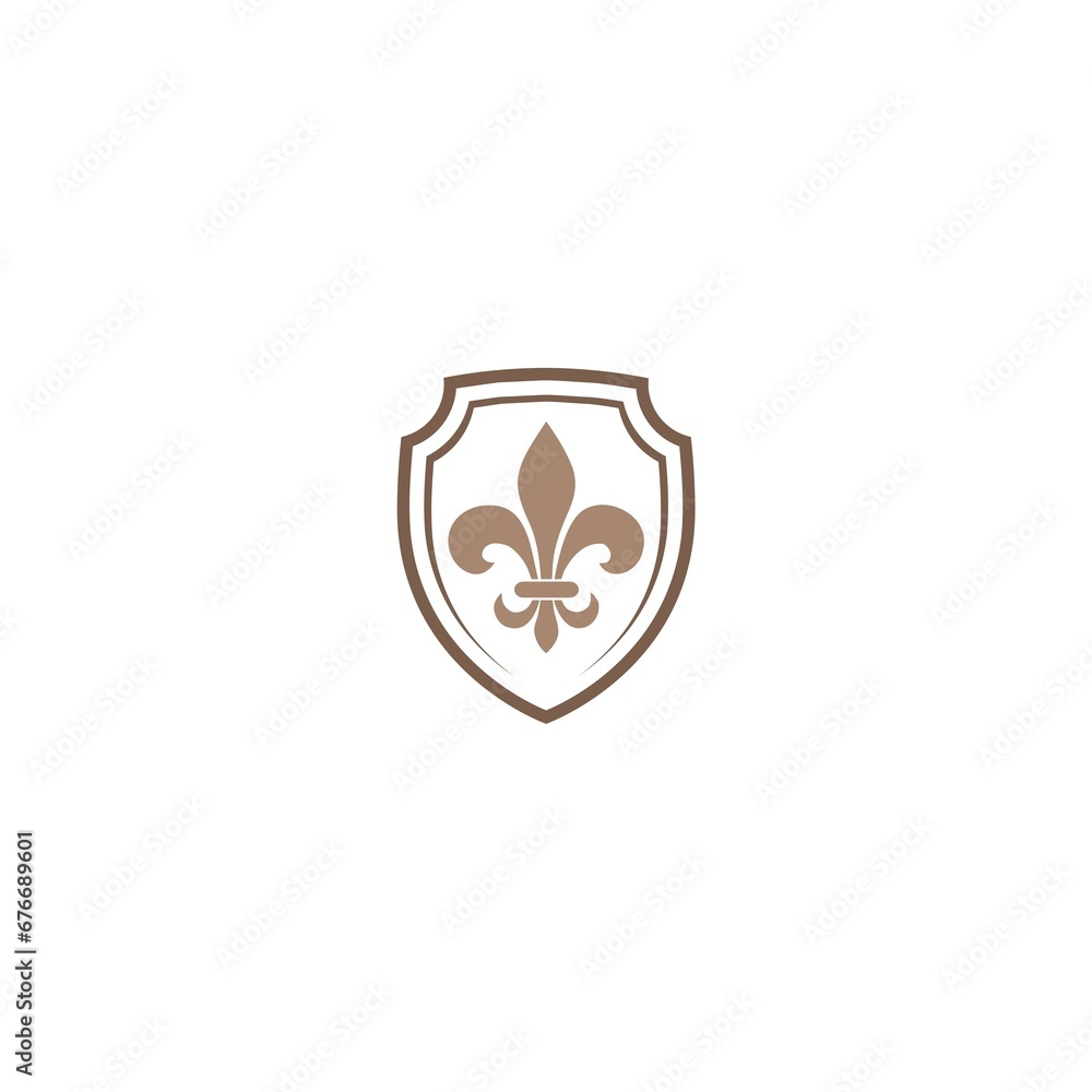 Fototapeta premium Shield with fleur de lis icon isolated on white background