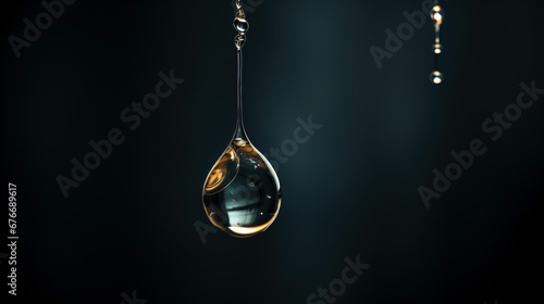 A drop of liquid hanging