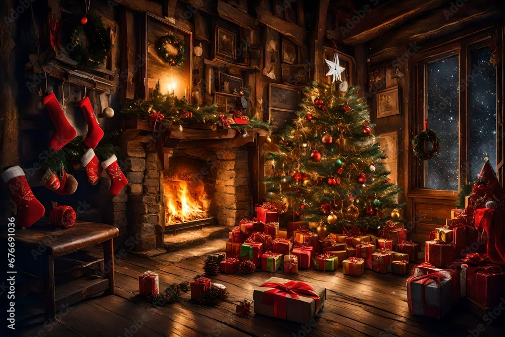 santa claus in the house  generated by AI technology