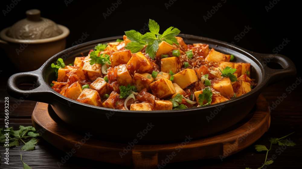 Spicy Mapo Tofu - Traditional Chinese Dish - Generative Ai