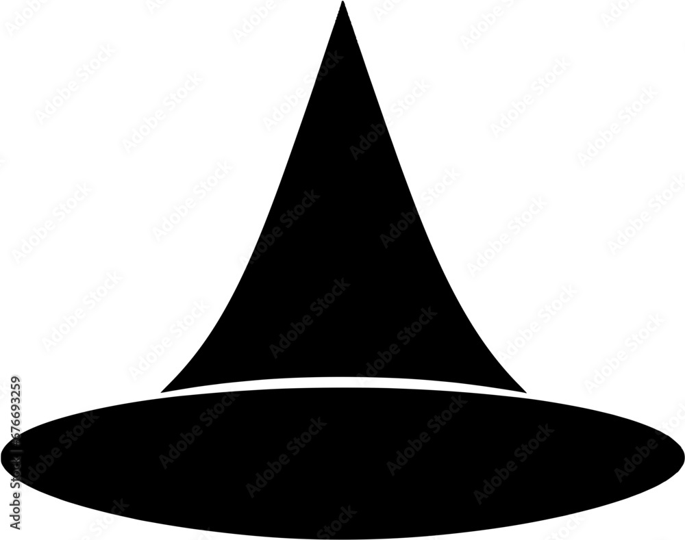 Fototapeta premium Halloween Witch Hat Vintage Outline Icon In Hand-drawn Style