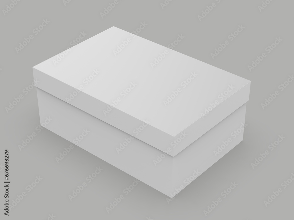 Blank shoe box packaging template, 3d illustration. - obrazy, fototapety, plakaty 