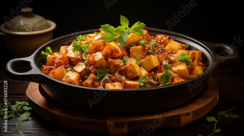 Spicy Mapo Tofu - Traditional Chinese Dish - Generative Ai