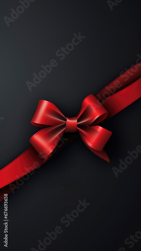 Black Friday poster with red ribbon on vertical dark background © LightoLife