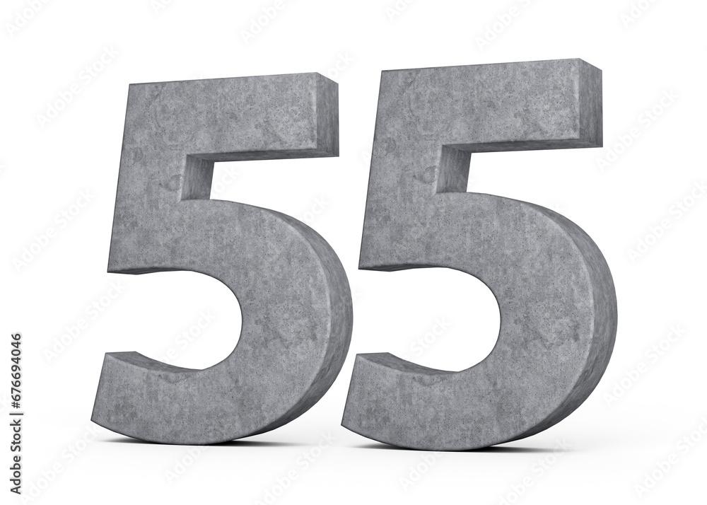 3d Concrete Number Fifty five 55 Digit Made Of Grey Concrete Stone On White Background 3d Illustration 3d Concrete Number Fifty five 55 Digit Made Of Grey Concrete Stone On White Background 3d Illustration