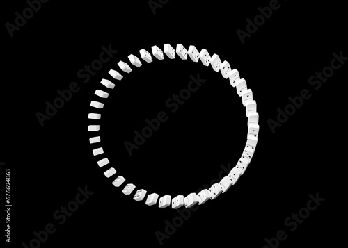 3d Unique Circle Shape Symbol Icon Made Of Domino Tiles Isolated On Black Background 3d Illustration