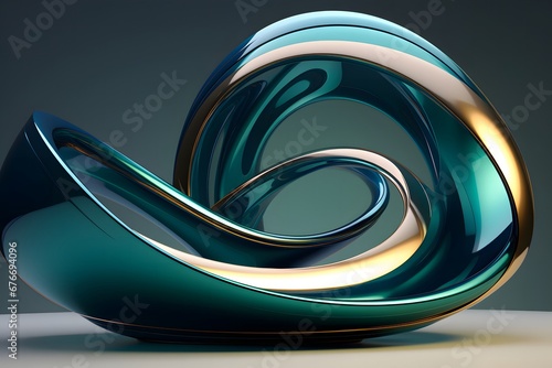 a picture of a blue and green abstract design, in the style of vray tracing, colorful moebius, aluminum, photorealistic compositions, soft and rounded forms, turquoise and bronze, photobashing
 photo