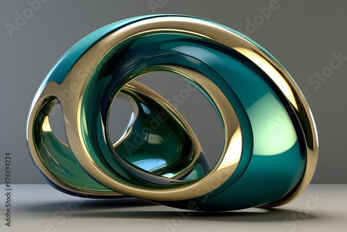 a picture of a blue and green abstract design, in the style of vray tracing, colorful moebius, aluminum, photorealistic compositions, soft and rounded forms, turquoise and bronze, photobashing
 photo