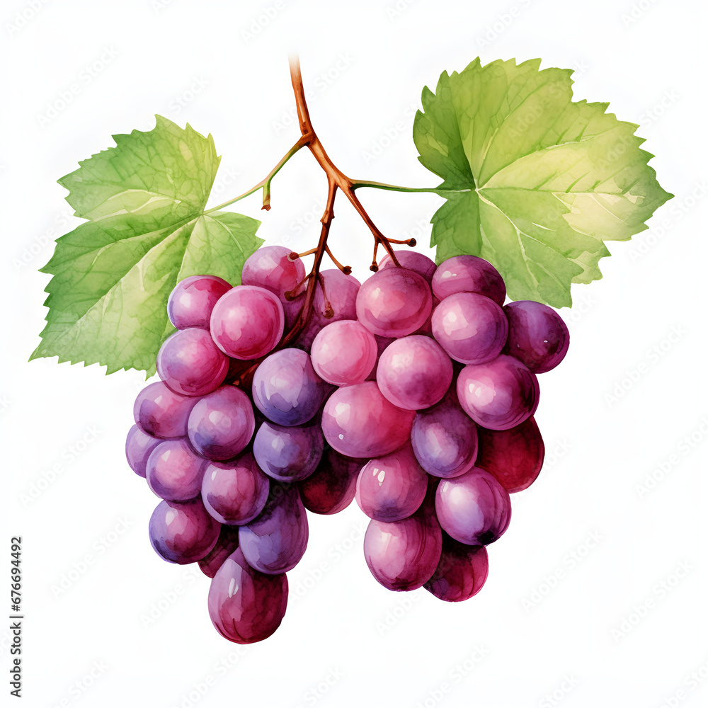 Fototapeta premium Grape, Fruits, Watercolor illustrations
