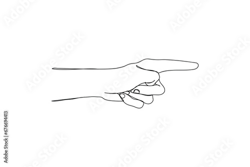 hand pointing to something. line art of hand gesture. Gun made from hand . Pointing finger. Hand signal.