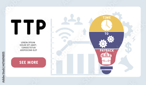 TTP time to payback business concept background.  vector illustration concept with keywords and icons. lettering illustration with icons for web banner, flyer, landing page, presentation