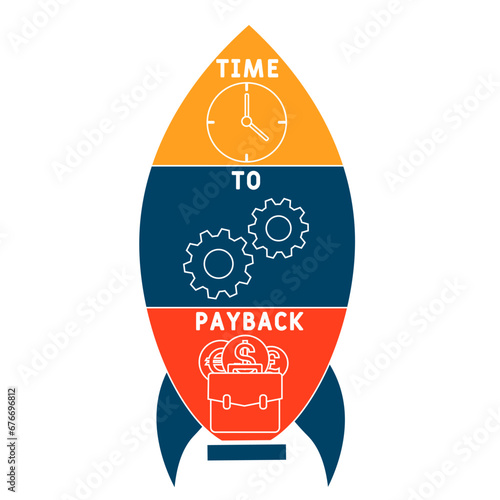 TTP time to payback business concept background.  vector illustration concept with keywords and icons. lettering illustration with icons for web banner, flyer, landing page, presentation