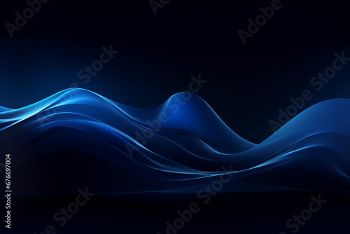 Graphic resource concept. Abstract blue digital waves on black background with copy space photo