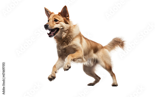Dog Cartwheeling in Mid-Air on a Clear Surface or PNG Transparent Background.